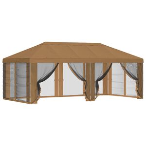 vidaXL Pavillon Dach mit Seitenw&auml;nden Beige 600,5 x 300,5 cm Polyester