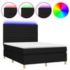 vidaXL Boxspringbett mit Matratze & LED Schwarz 140x190 cm Stoff