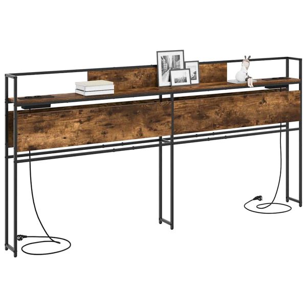 vidaXL Stauraum-Kopfteil mit Regal R&auml;uchereiche 200 cm Holzwerkstoff