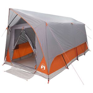 vidaXL Tunnelzelt 8 Personen Grau und Orange Polyester und Stahl