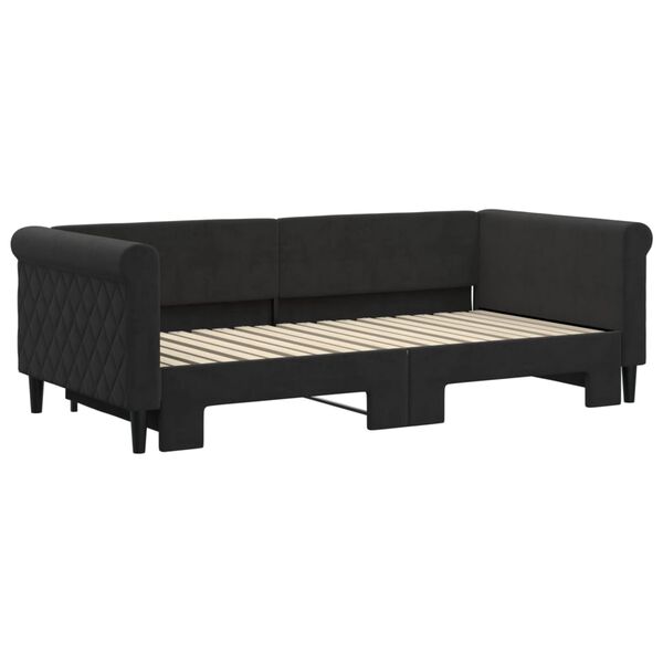 vidaXL Tagesbett Ausziehbar Schwarz 90x190 cm Samt