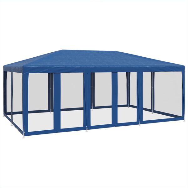 vidaXL Partyzelt mit 10 Mesh-Seitenteilen Blau 6x4 m HDPE