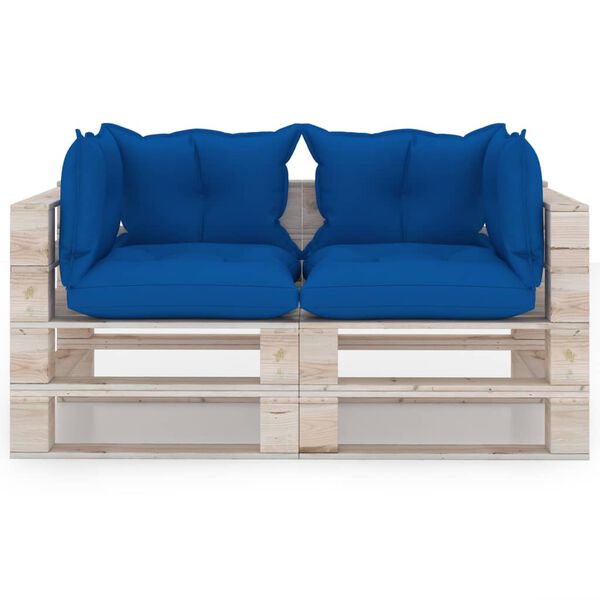 vidaXL Garten-Palettensofa 2-Sitzer mit Kissen Kiefernholz