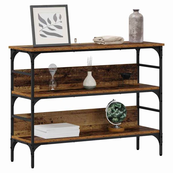 vidaXL Konsolentisch mit Regal Altholz 100 x 32 x 75 cm Holzwerkstoff