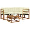 vidaXL Outdoor-Sofagarnitur mit Kissen 5 pcs Natur und Creme