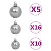 vidaXL K&uuml;nstlicher Weihnachtsbaum Beleuchtung & Kugeln Silber 240 cm