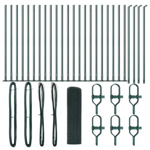 vidaXL Zaunpfosten Gr&uuml;n 50 x 1 m (12 x 12 mm Netz) Stahl und PVC