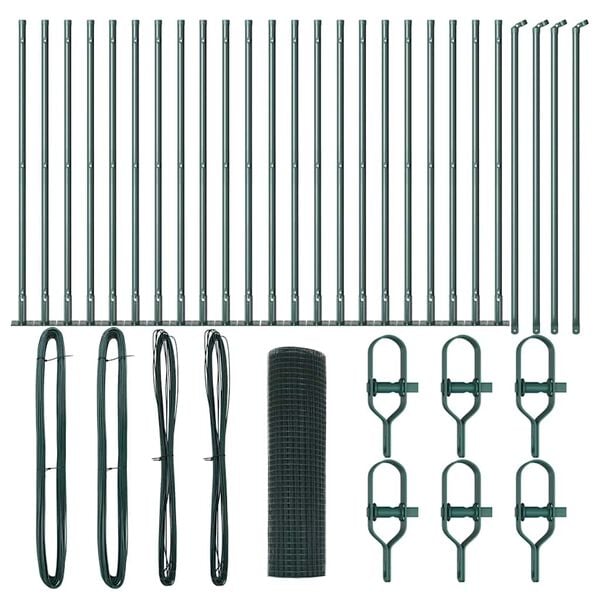 vidaXL Zaunpfosten Grün 50 x 1 m (12 x 12 mm Netz) Stahl und PVC