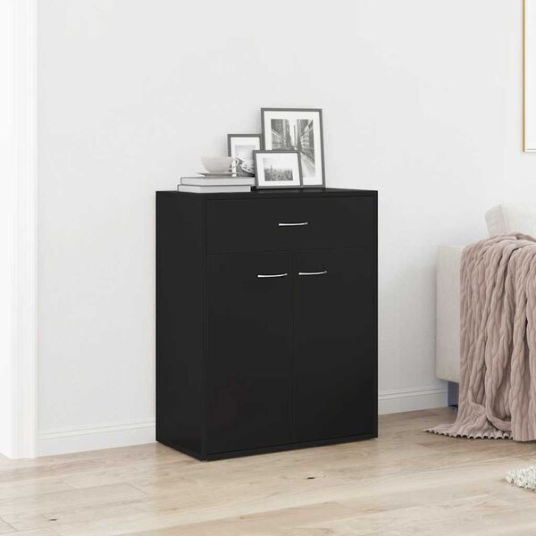 vidaXL Sideboard Schwarz 60x30x75 cm Holzwerkstoff
