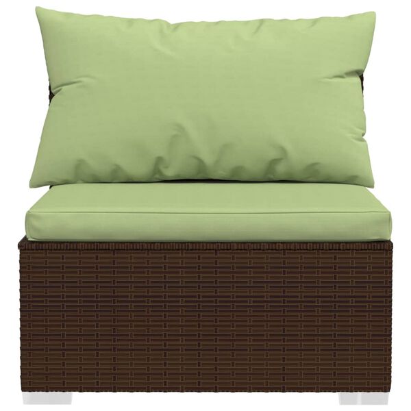 vidaXL 4-tlg. Garten-Lounge-Set mit Auflagen Poly Rattan Braun
