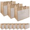 vidaXL Jute-Handtaschen mit Tasche 10 Nat&uuml;rlich und Wei&szlig;