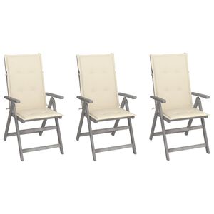 vidaXL Verstellbare Gartenst&uuml;hle 3 Stk. mit Auflagen Massivholz Akazie