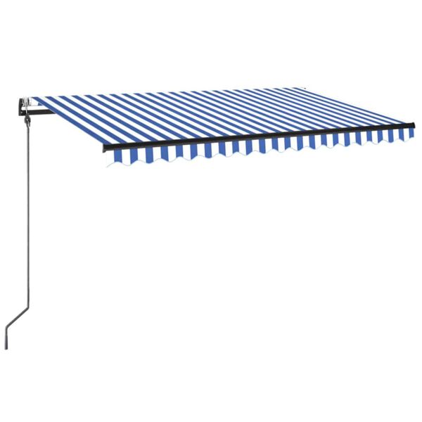 vidaXL Automatische Markise mit LED & Windsensor 300x250 cm Blau Wei&szlig;