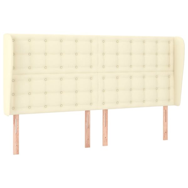 vidaXL Kopfteil mit Ohren Creme 163x23x118/128 cm Kunstleder