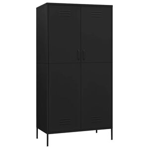 vidaXL Kleiderschrank Schwarz 90x50x180 cm Stahl