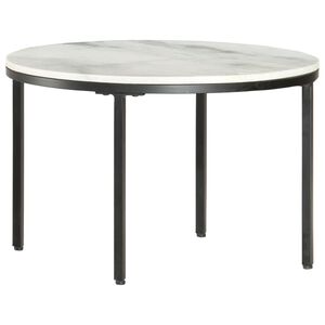 vidaXL Couchtisch Wei&szlig; und Schwarz &Oslash;65 cm Echter Marmor