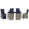 vidaXL Tisch- und Stuhlset mit Kissen 7 pcs Grau PE-Rattan