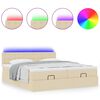 vidaXL Ottoman-Bett mit Matratzen & LEDs Creme 180x200 cm Stoff