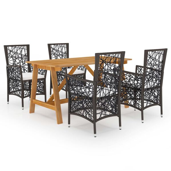 vidaXL 5-tlg. Garten-Essgruppe Braun