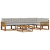 vidaXL Outdoor-Sofagarnitur mit Kissen 6 pcs Nat&uuml;rlich und Hellgrau