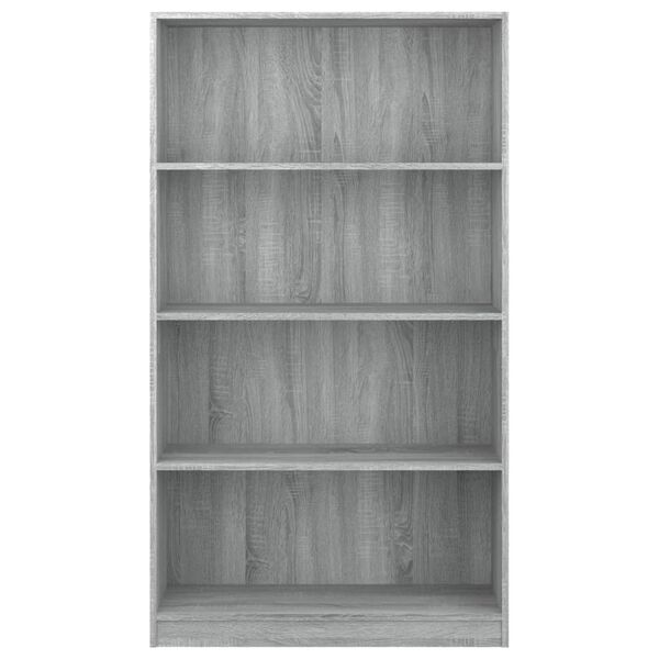 vidaXL B&uuml;cherregal 4 F&auml;cher Grau Sonoma 80x24x142 cm Holzwerkstoff