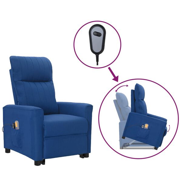 vidaXL Massagesessel mit Aufstehhilfe Blau Stoff