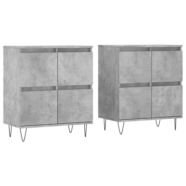 vidaXL Sideboards 2 Stk. Betongrau Holzwerkstoff