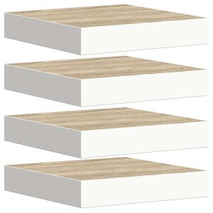 vidaXL Schweberegale 4 Stk. Eichen-Optik und Wei&szlig; 23x23,5x3,8 cm MDF