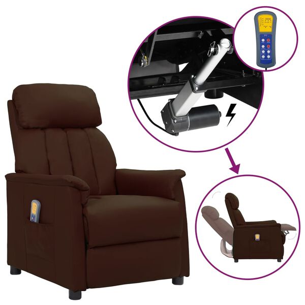 vidaXL Massagesessel mit Aufstehhilfe Braun Kunstleder