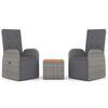 vidaXL 3-tlg. Garten-Lounge-Set Grau Poly Rattan & Massivholz Akazie