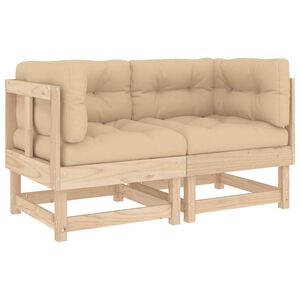 vidaXL Ecksofas mit Kissen 2 Stk. Massivholz Kiefer