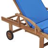 vidaXL Sonnenliegen mit Auflagen 2 Stk. Massivholz Teak Blau