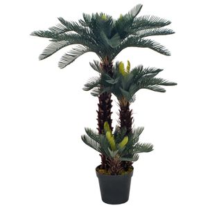 vidaXL K&uuml;nstliche Pflanze Cycas-Palme mit Topf Gr&uuml;n 125 cm