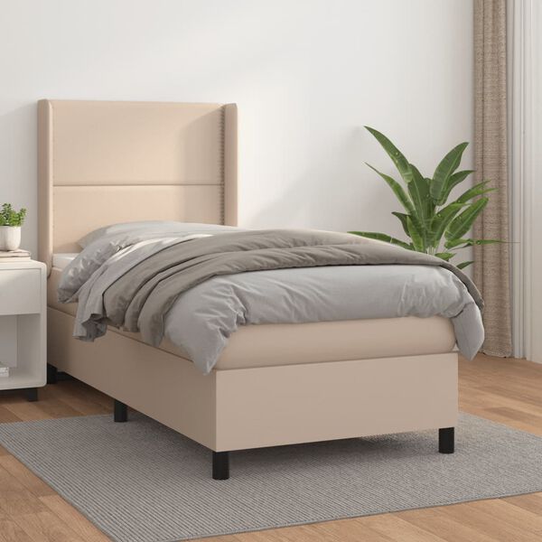 vidaXL Boxspringbett mit Matratze Cappuccino-Braun 90x200cm Kunstleder