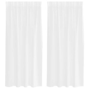 vidaXL Voile-Vorhang mit Vorh&auml;ngen 2 pcs Wei&szlig; 175 x 140 cm Polyester