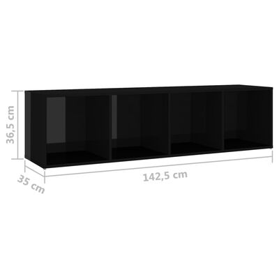 vidaXL TV-Schränke 2 Stk. Hochglanz-Schwarz 142,5x35x36,5cm Spanplatte