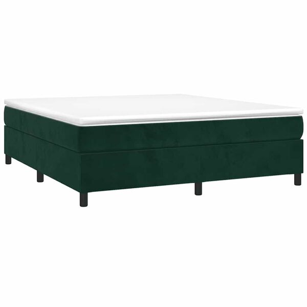 vidaXL Boxspringbett mit Matratze Dunkelgr&uuml;n 160x200 cm Samt