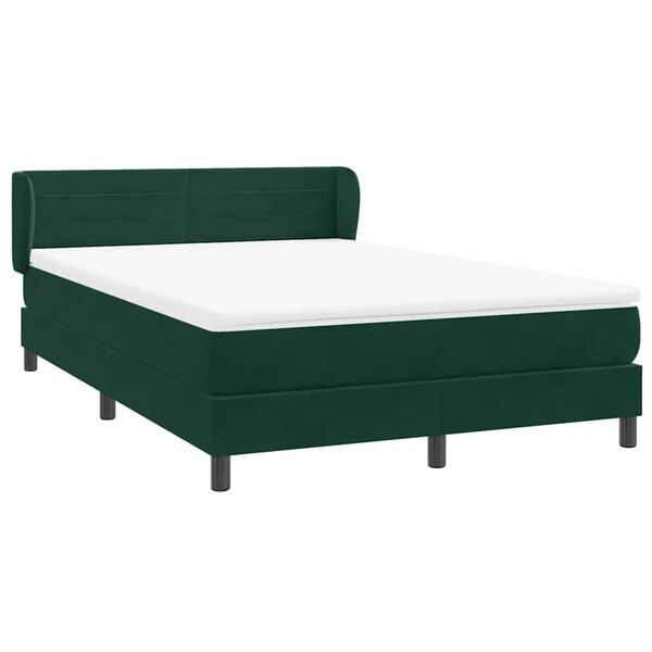 vidaXL Boxspringbett mit Matratze Dunkelgr&uuml;n 160x220 cm Samt
