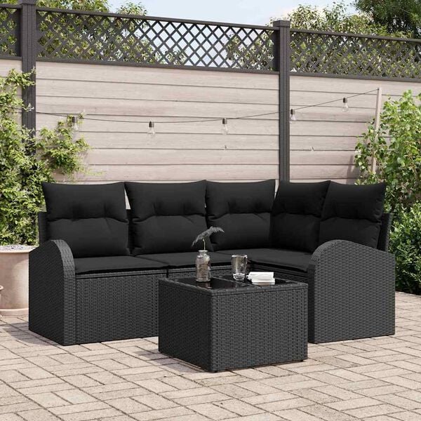 vidaXL Gartensofa-set 5 pcs Schwarz Poly-Rattan