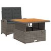 vidaXL 2-tlg. Garten-Essgruppe mit Kissen Grau Poly Rattan