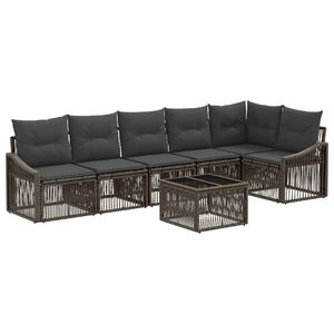 vidaXL Gartensofa-set 7 stk. Grau Poly-Rattan