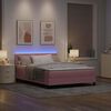 vidaXL LED Boxspringbett mit Matratze mit LED Rosa 140 x 190 cm Samt