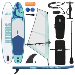 vidaXL Aufblasbares SUP-Board mit Segel HYDROS 330 x 76 x 15 cm T&uuml;rkis
