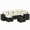 vidaXL 7-tlg. Garten-Sofagarnitur mit Kissen Schwarz Poly Rattan