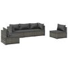 vidaXL 5-tlg. Garten-Lounge-Set mit Kissen Poly Rattan Grau