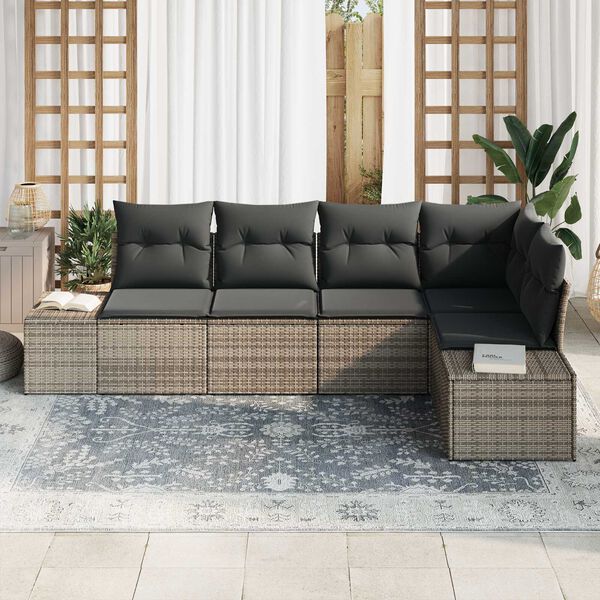 vidaXL Gartensofa-set 5 pcs Grau Poly-Rattan