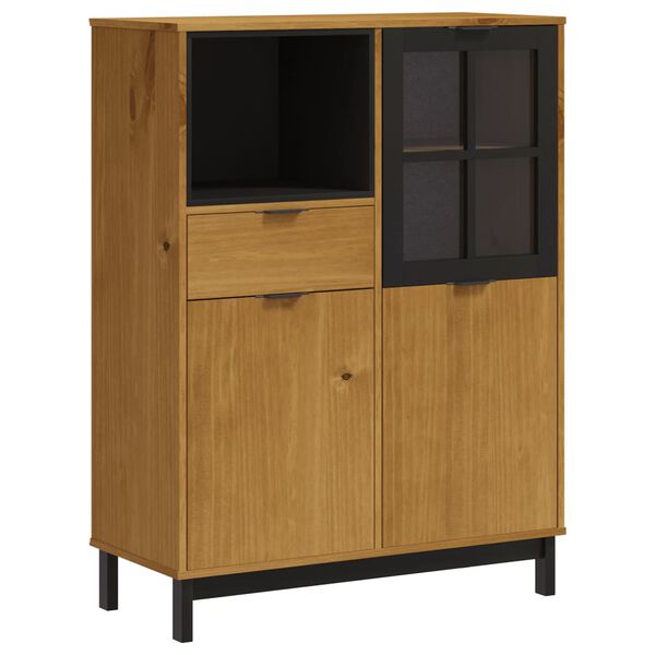 vidaXL Highboard mit Glastür FLAM 92x40x122,5 cm Massivholz Kiefer