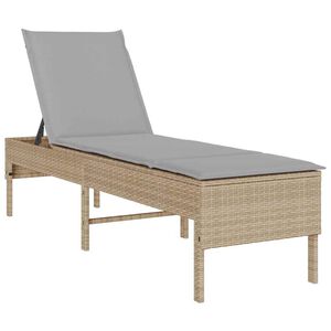 vidaXL Sonnenliege mit Auflage Beige 55x200x44 cm Poly Rattan