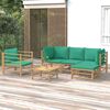 vidaXL 6-tlg. Garten-Lounge-Set mit Grünen Kissen Bambus