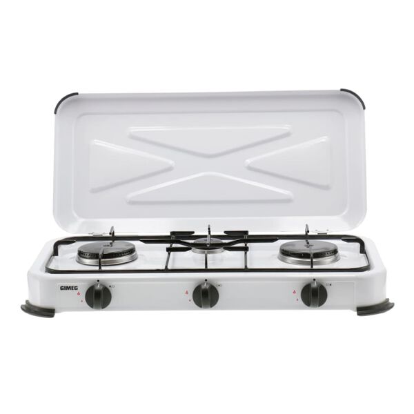 Gimeg Gaskocher 3-flammig Stahl Wei&szlig;
